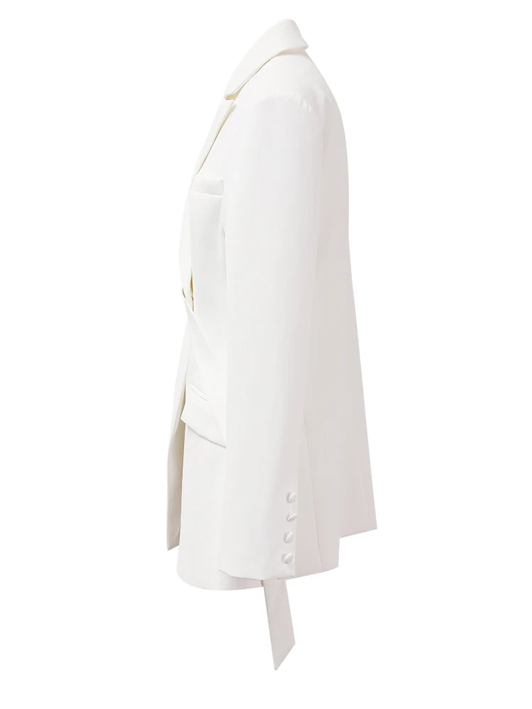 White Side Button Blazer