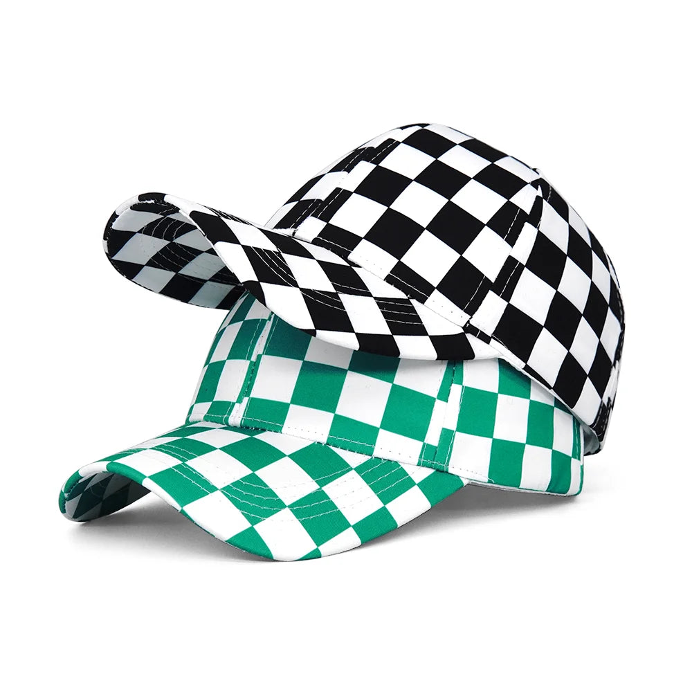 Two Toned Checkered Cotton Baseball Hat