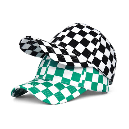 Two Toned Checkered Cotton Baseball Hat