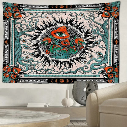 Trippy Mushroom Third Eye Tapestry