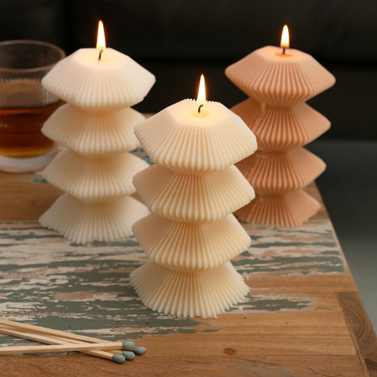 Stacked Ribbed Diamond Candle Mold