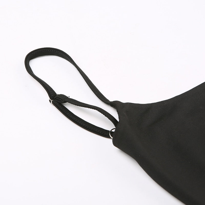 Black Backless Spaghetti Strap Bodysuit