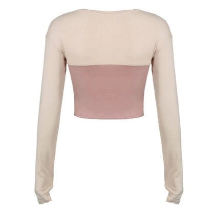 Two Toned Pink V-Cut Bow Corset Long Sleeve