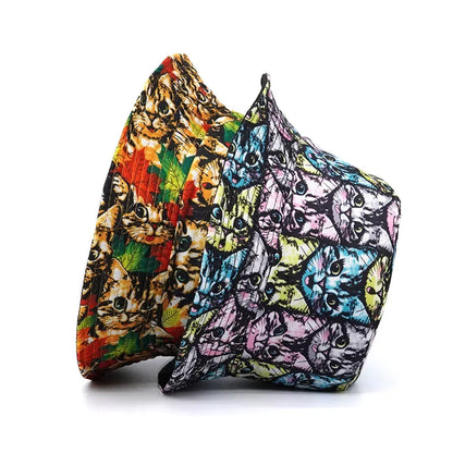 Cat Print Cotton Reversible Bucket Hat