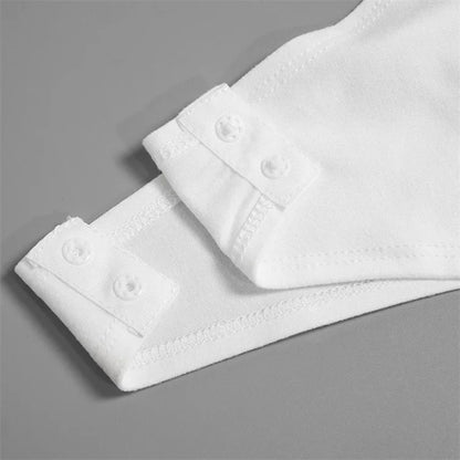 White Ruched V-Cut Long Sleeve Bodysuit