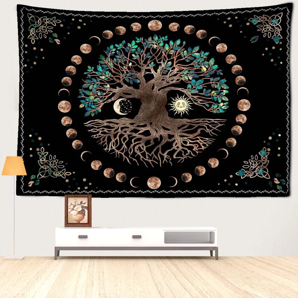 Moon Phases Tree Of Life Tapestry