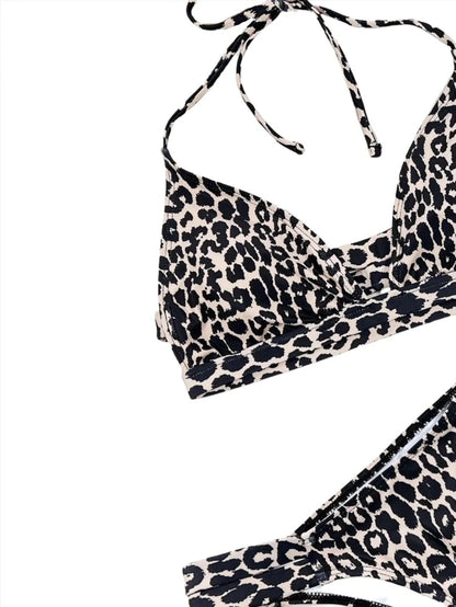 Cheetah V-Cut Hollow Out Bikini