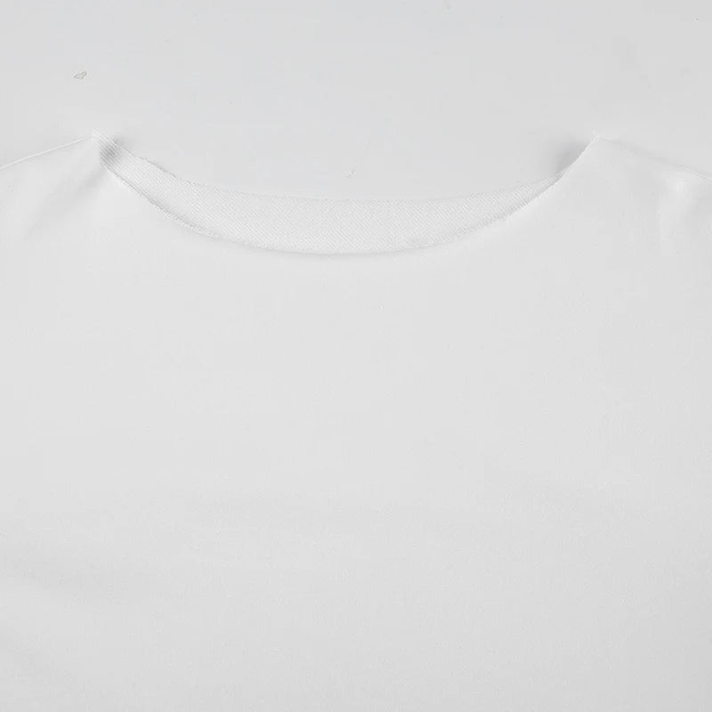 White Cut Off Long Sleeve T-Shirt