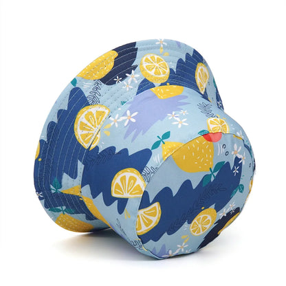 Lemon Print Cotton Reversible Bucket Hat