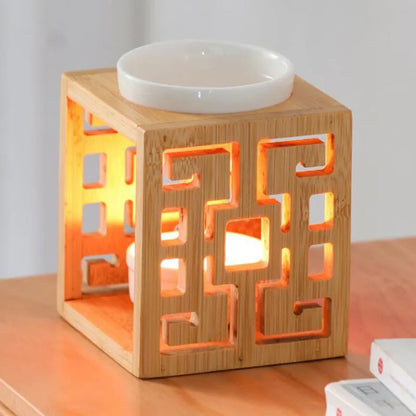 Wooden Maze Hollow Out Essential Oil And Candle Holder Burner