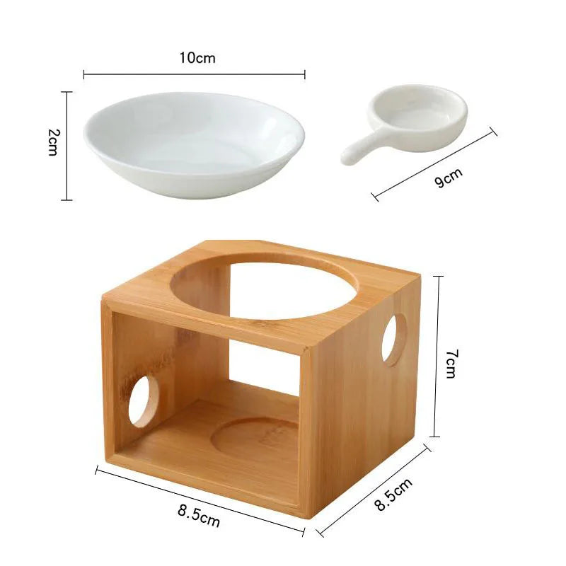 Bamboo Hollow Out Polk-A-Dot Rack Essential Oil And Candle Holder Burner