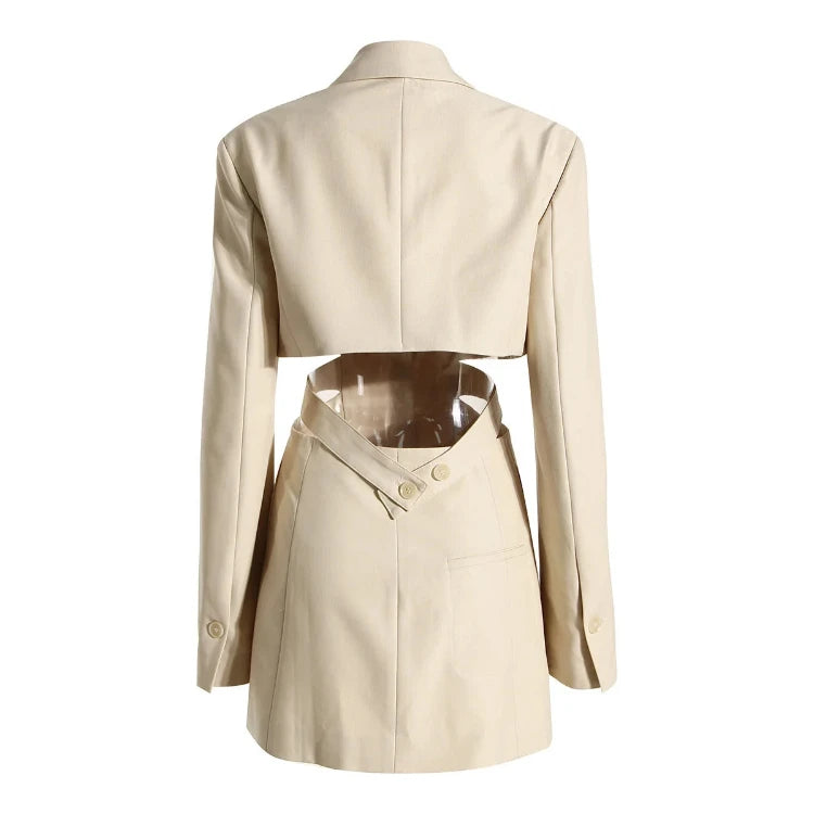 Neutral Side And Back Hollow Out Blazer