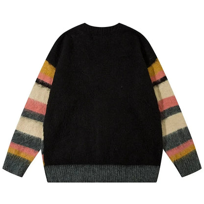 Four Tone Striped Fur Bring Cardigan