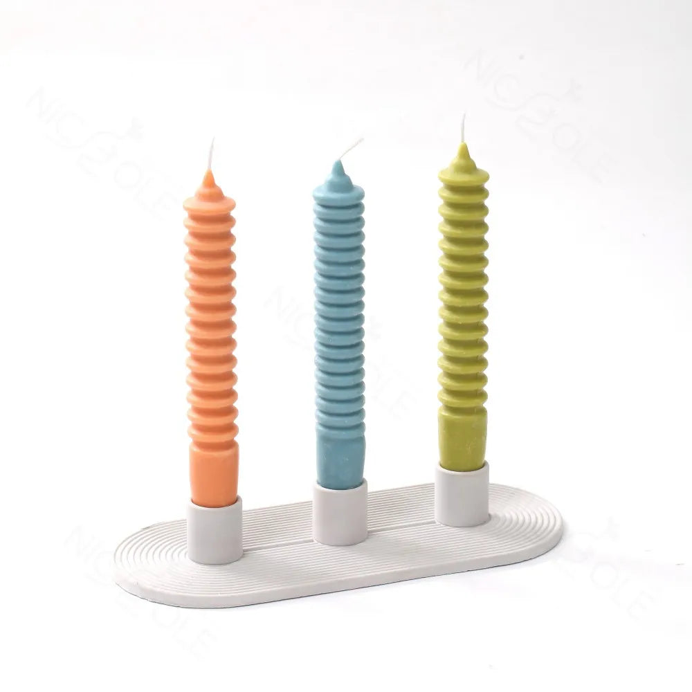 Ribbed Triple Stick Candle Holder Mold