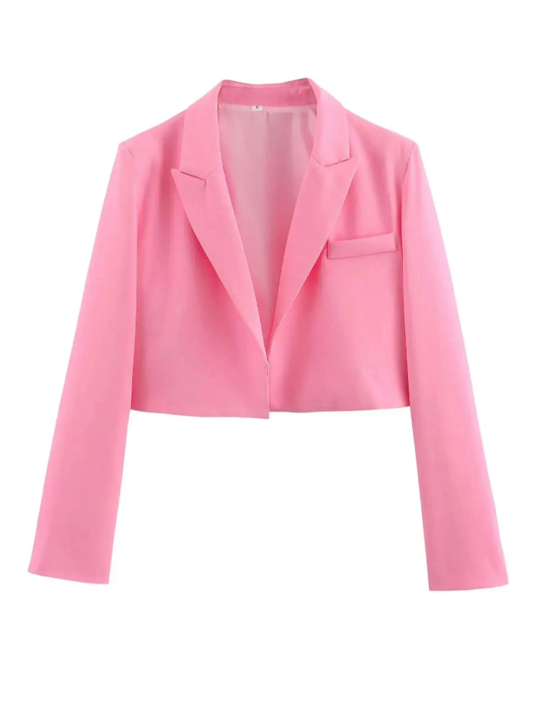 Solid Color Crop Blazer
