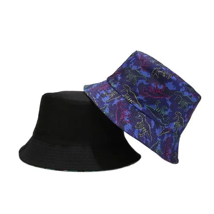 Dinosaur Print Cotton Reversible Bucket Hat