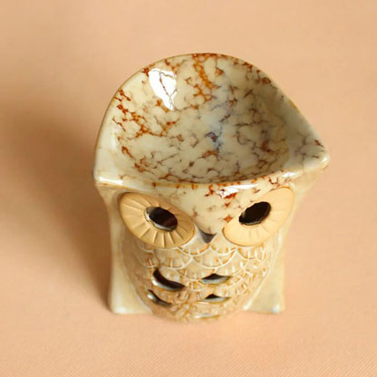 Gold Porcelain Owl Essential Oil Burner