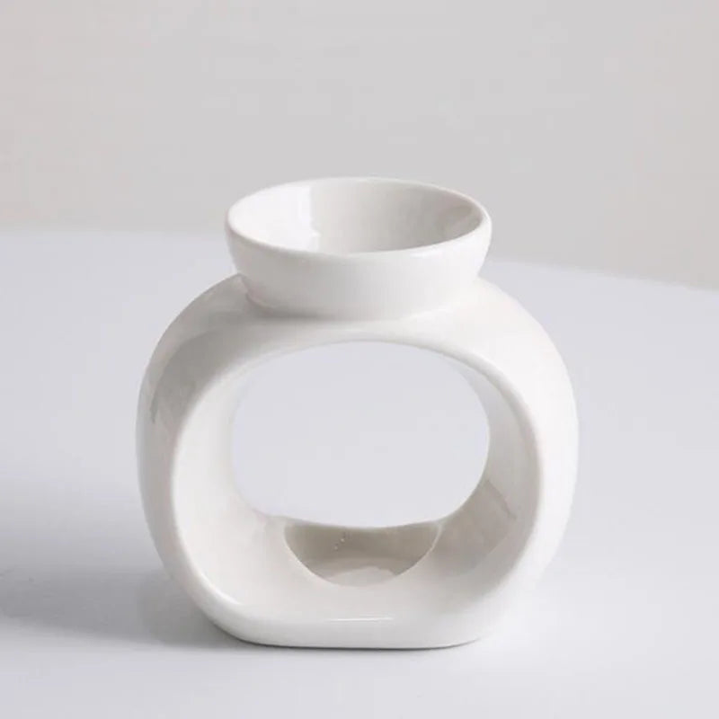 White Porcelain Hollow Out Essential Oil Burner