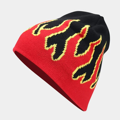 Flame Print Knit Beanie