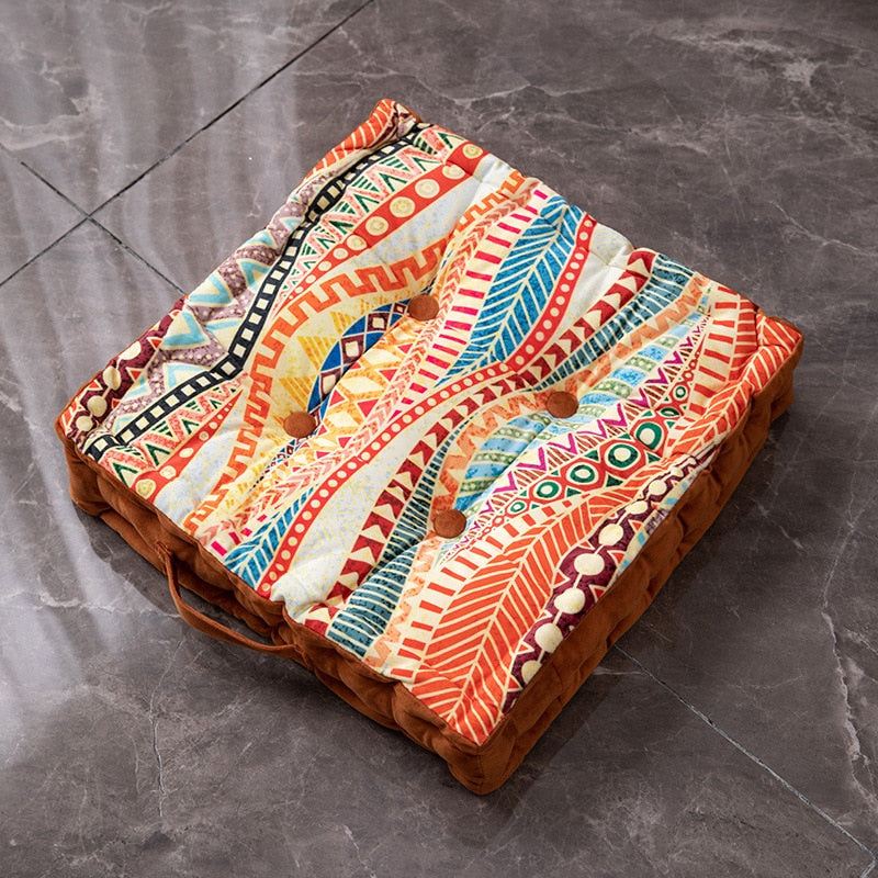 Bohemian Mandala Tufted Square Meditation Pillow