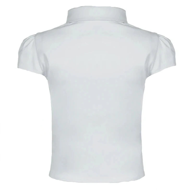 White Front Pocket Button Up Puff Short Sleeve