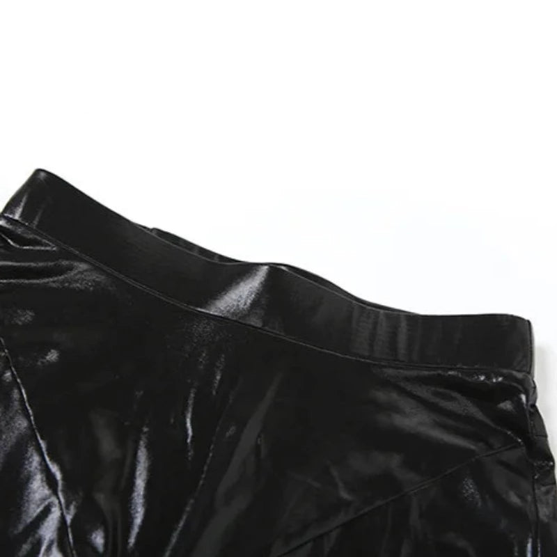 Black Leather Jacket And Shorts Set