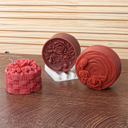 Candle 3D Rose Pattern Circle Jar Mold