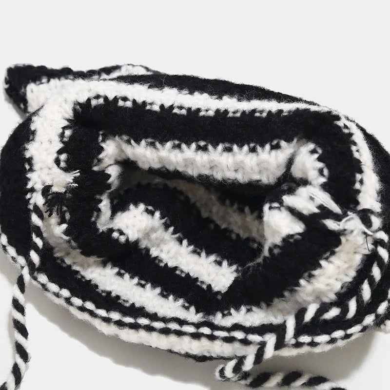 Two Toned Striped Knit Cat Ear Palm Palm Beanie