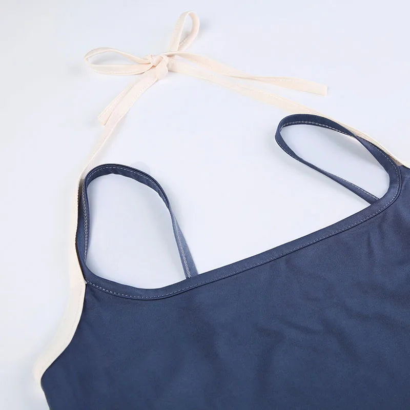 Two Toned Halter Spaghetti Strap Top