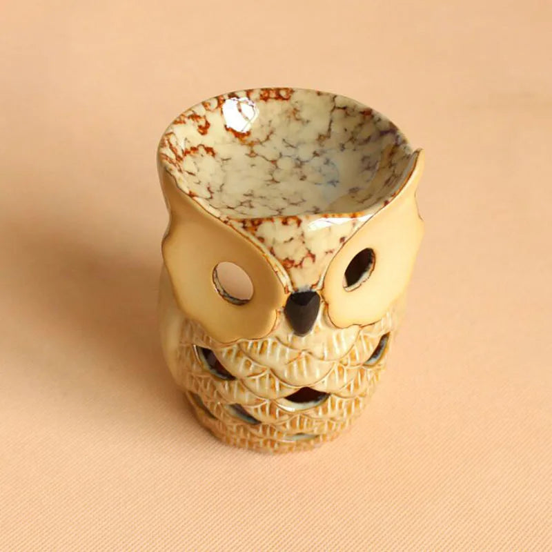 Gold Porcelain Owl Essential Oil Burner