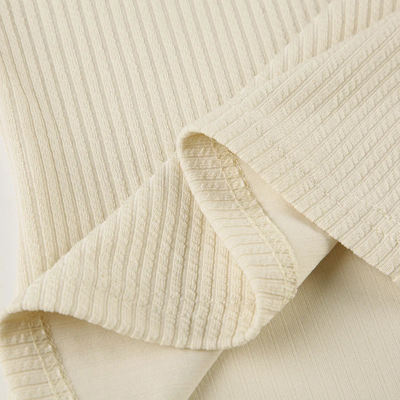 Beige Knit Ribbed Long Sleeve