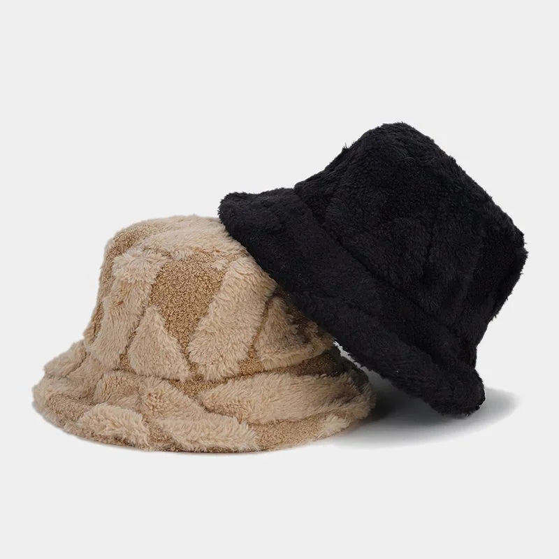 Solid Color Slash Fur Bucket Hat