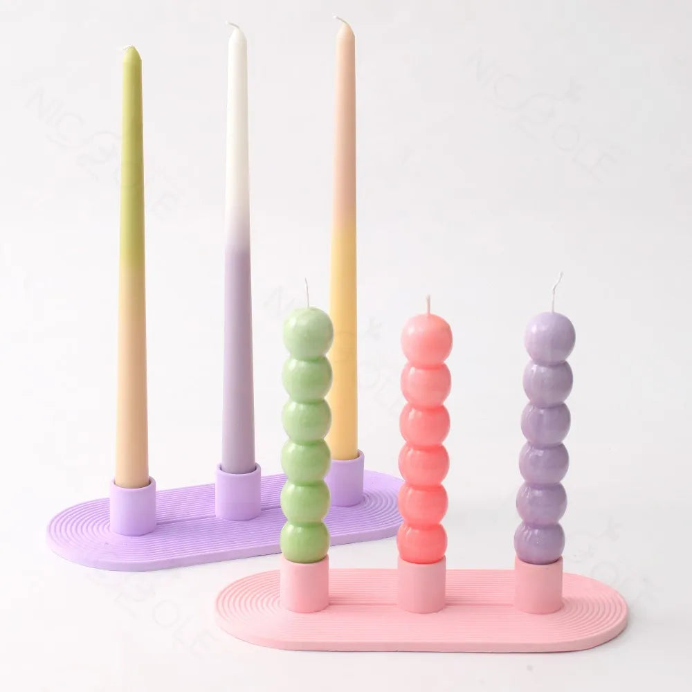 Ribbed Triple Stick Candle Holder Mold