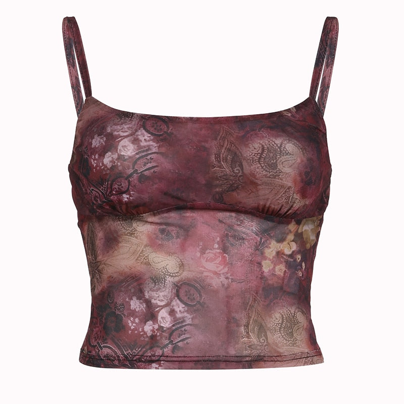 Red Tie-Dye Spaghetti Strap Top