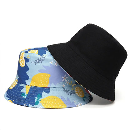 Lemon Print Cotton Reversible Bucket Hat