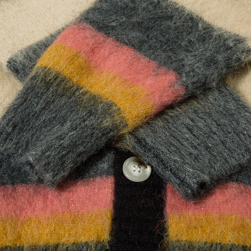 Four Tone Striped Fur Bring Cardigan