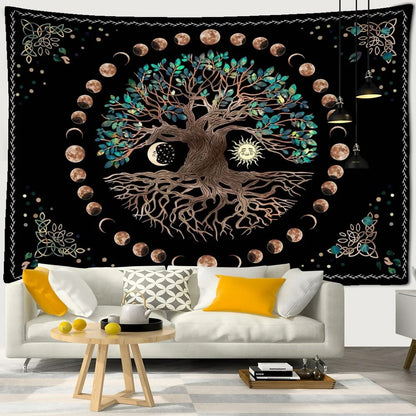 Moon Phases Tree Of Life Tapestry