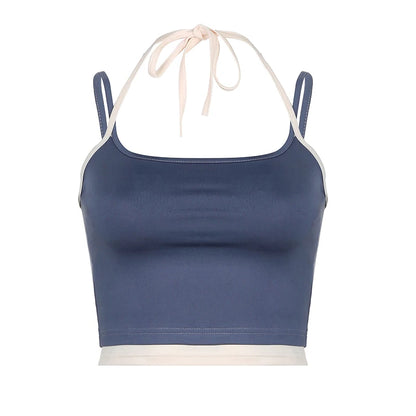 Two Toned Halter Spaghetti Strap Top