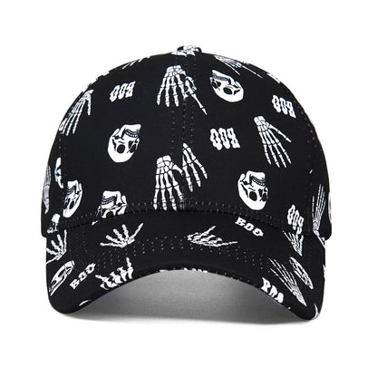 Skull And Skeleton Hand Print Baseball Hat