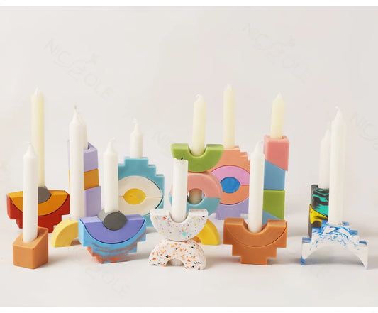 Stick Candle Building Block Holder Mold