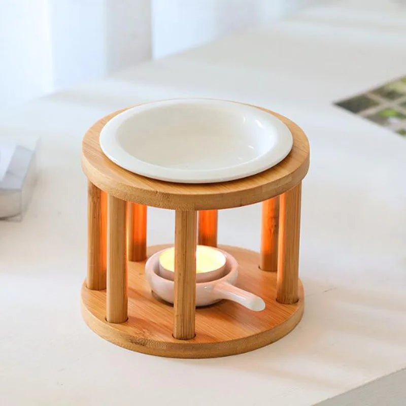 Bamboo Roman Pillar Essential Oil And Candle Holder Burner