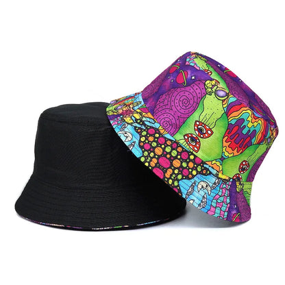 Hippie Print Cotton Reversible Bucket Hat