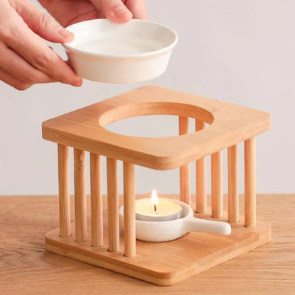 Wooden Side Pillar Essential Oil And Candle Holder Burner