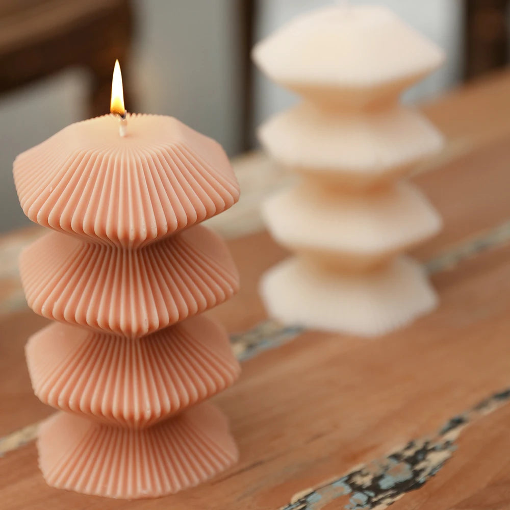 Stacked Ribbed Diamond Candle Mold