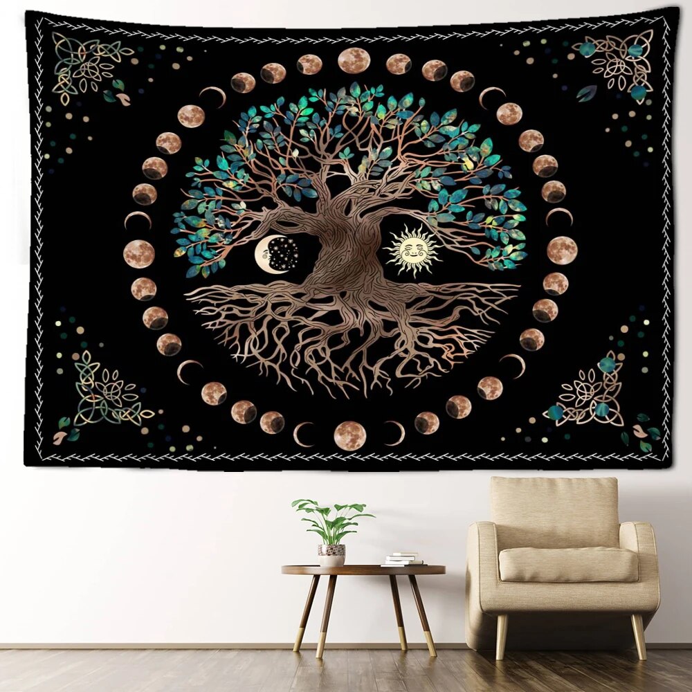 Moon Phases Tree Of Life Tapestry