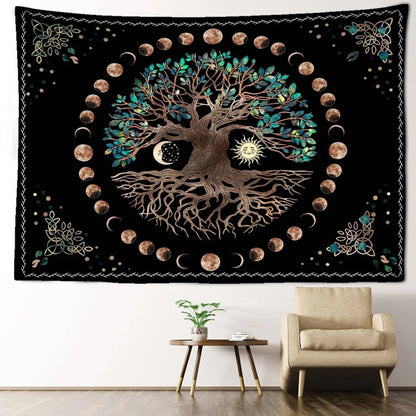 Moon Phases Tree Of Life Tapestry