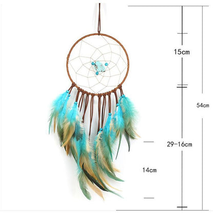 Turquoise Beaded Feathers Dream Catcher