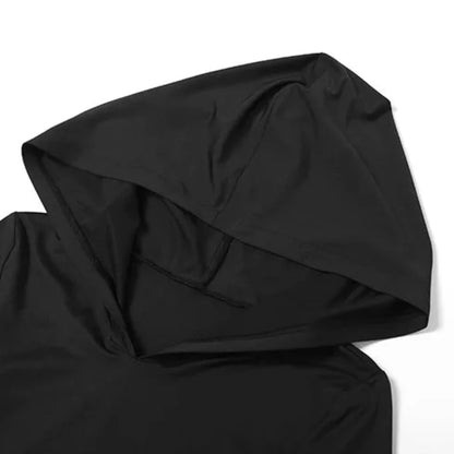Solid Color Hooded V-Cut Ruffle Tassel Long Sleeve Maxi Dress