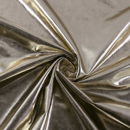 Gold Metallic Drop Down Backless Bow Spaghetti Strap Maxi Dress