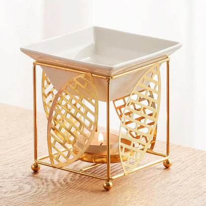 Metal Brick Hollow Out Leaf Essential Oil Burner